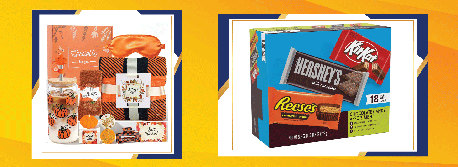 Fall gift basket and assorted chocolate candy box